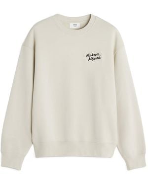 Maison Kitsuné Maison Kitsuné Logo Embroidered Sweatshirt - White