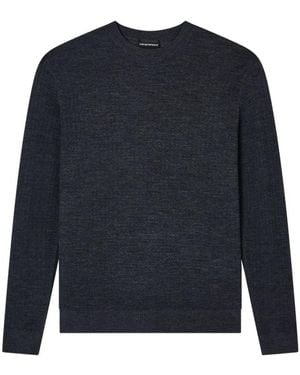 Emporio Armani Waffle-Knit Wool Jumper - Blue