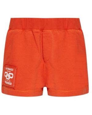 DSquared² Logo Patch Elasticated Waistband Shorts - Orange