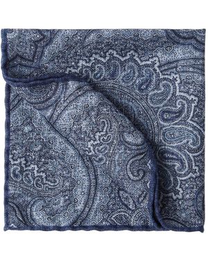 Brunello Cucinelli Logo Patch Graphic Printed Pocket Square - Blue