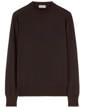 Agnona Ribbed-Trim Crew-Neck Jumper - Brown