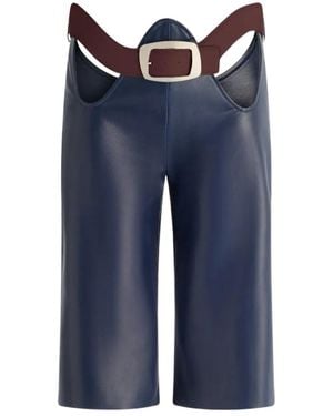 Jean Paul Gaultier The Cut-Out Bermuda Leather Shorts - Blue