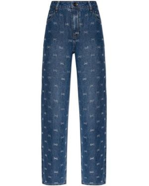 Self-Portrait Bow Embellished Jeans - Blue