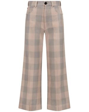JW Anderson Jw Anderson Cropped Checked Pants - Gray