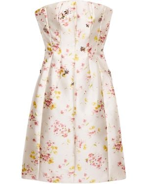 Prada Floral Print Silk And Wool Dress - Natural