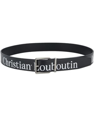 Christian Louboutin Logo Printed Buckled Belt - White
