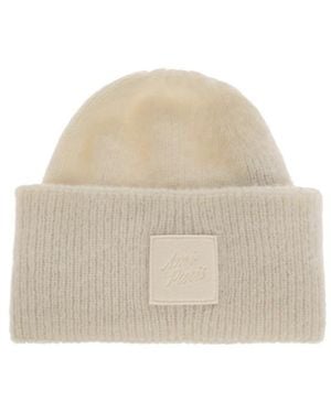 Ami Paris Ami Logo Patch Knitted Beanie - White