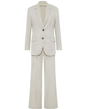 Brunello Cucinelli Notched-Lapels Single-Breasted Suit - White