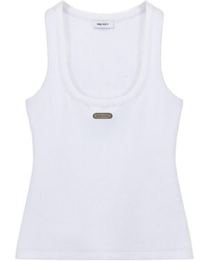 McQueen Placket Ribbed Tank Top - White