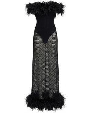 Gucci Gg Lace Long Dress - Black