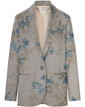 forte_forte Single-Breasted Floral Print Blazer - Gray