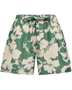 Moncler Floral Print Chiné Shorts - Green