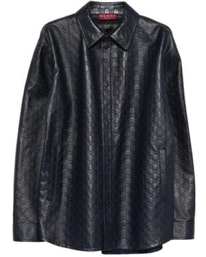 Gucci Gg Collared Long-Sleeve Shirt - Black