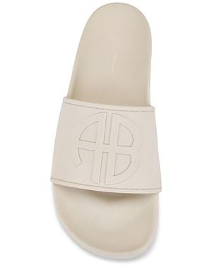 Anine Bing Isla Logo-Embossed Slides - White