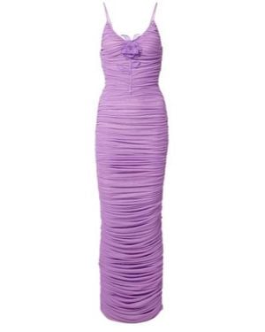 David Koma Floral-Appliqué Ruched Cocktail Dress - Purple