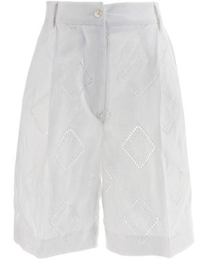 Kiton Broderie Anglaise Detailed Bermuda Shorts - White