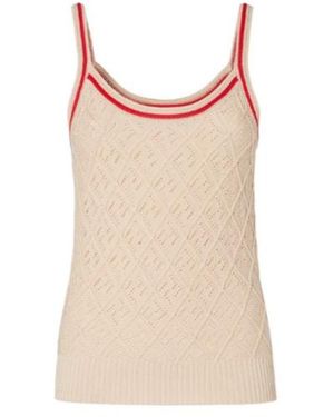 Fendi Argyle Motif Openwork Knitted Tank Top - Natural