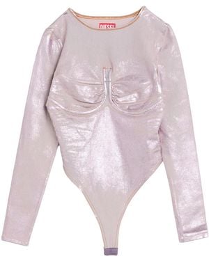 DIESEL Solid Color Metallic Denim Top - Pink