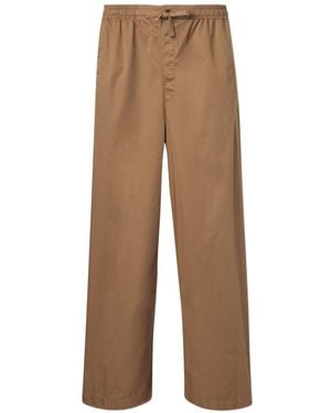 Lemaire Cotton Twill Wide-Leg Trousers - Brown