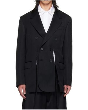 Simone Rocha Double-Breasted Suit Jacket With Vents - Black
