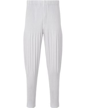 Homme Plissé Issey Miyake Pleated Tapered Trousers - White