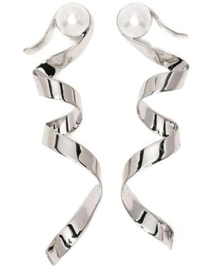 Dries Van Noten Diamond-Encrusted Earrings - White
