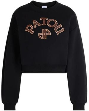 Patou Logo Cropped Sweatshirt - Black