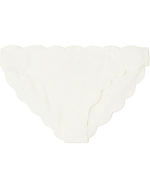 Marysia Swim Antibes Scalloped Recycled-Seersucker Bikini Briefs - White