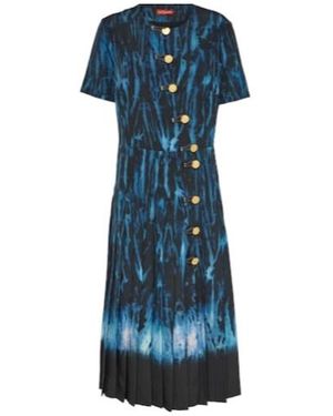 Altuzarra Myrtle Printed Pleated Midi Dress - Blue