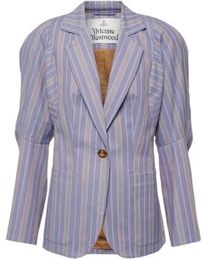 Vivienne Westwood Pourpoint Striped Cotton Blazer - Blue