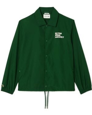 Lacoste Lightweight Showerproof Ripstop Coach Jacket - Green