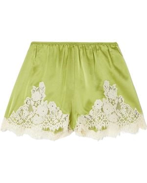Doen Trimmed Silk-Satin Shorts - Green