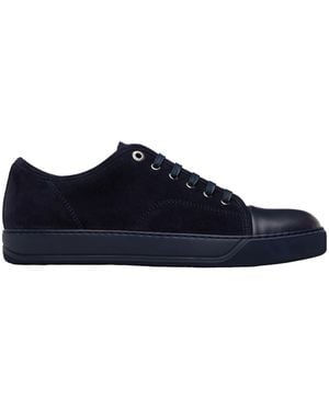 Lanvin Dbb1 Leather And Suede Sneakers - Blue