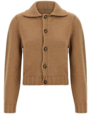 MM6 by Maison Margiela Long Sleeved Cardigan - Brown