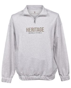 Brunello Cucinelli Logo Printed High Neck Sweatshirt - Grey