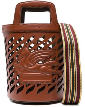 Etro Pegaso Motif Cut Out Detailed Tote Bag - Brown