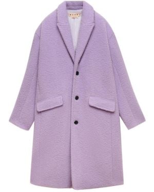 Marni Wool-Mohair Teddy Oversized Coat - Purple