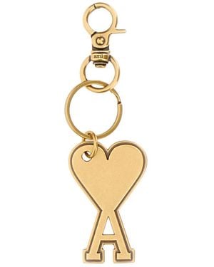 Ami Paris Metallic Logo-Charm Polished Finished Keyring
