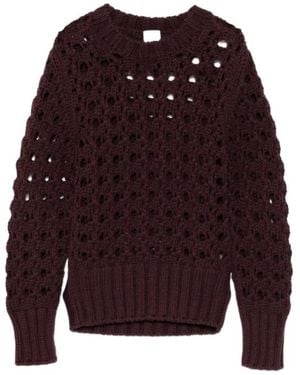 Eleventy Open-Knit Crew-Neck Sweater - Red