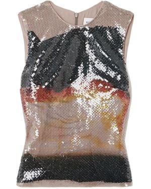 16Arlington Nage Sequin-Embellished Top - Gray
