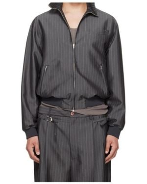 Magliano X 247 Coach Tracksuit Pinstripe-Pattern Jacket - Grey