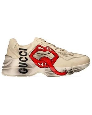 Gucci Rhyton Sneaker With Mouth Print - Pink