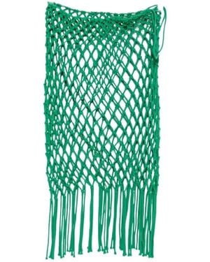 Frankie Shop Fringed Knit Skirt - Green