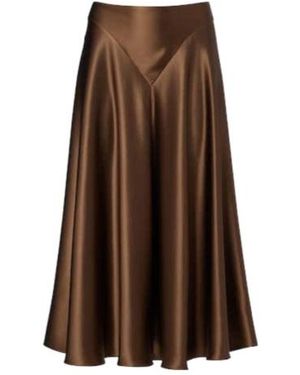 Altuzarra Ames Silk Satin Midi Skirt - Brown
