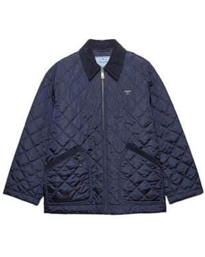 Prada Re-Nylon Triangle-Logo Quilted Jacket - Blue