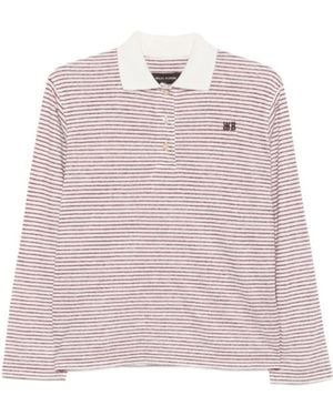Wales Bonner Striped Long-Sleeve Polo Top - Pink