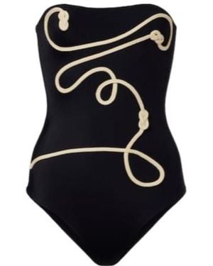 Johanna Ortiz Embroidered Swimsuit - Black