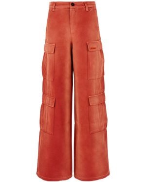 Heron Preston Cotton Cargo Wide-Leg Trousers - Red