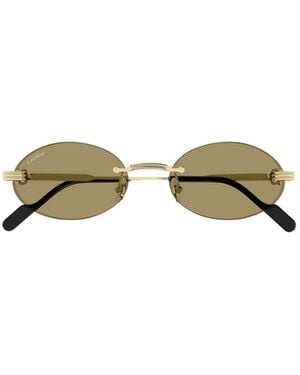 Cartier Rimless Oval Sunglasses - Metallic