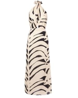 Johanna Ortiz Printed Cutout Halterneck Cotton Maxi Dress - Metallic